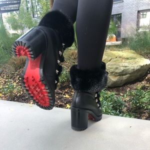 🔺SALE! 🔺Christian louboutin lace-up fur boots